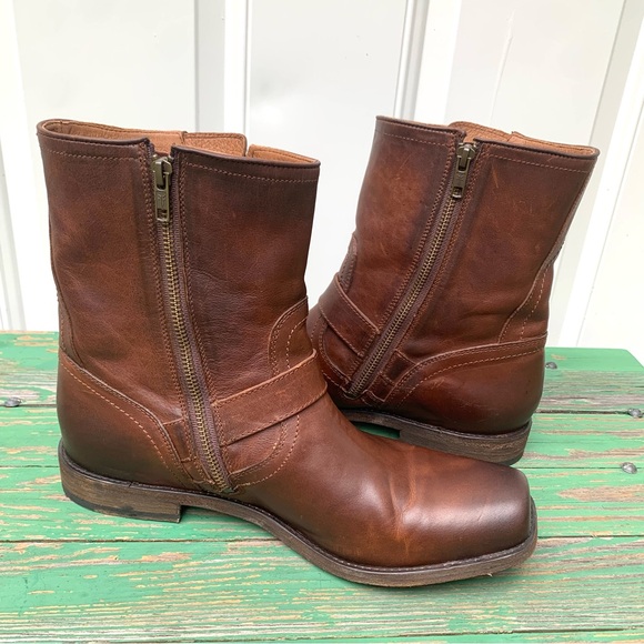 FRYE Mens Boots Size 11 Leather Brown Zipper Closure Casual Work Shoes - Picture 12 of 16